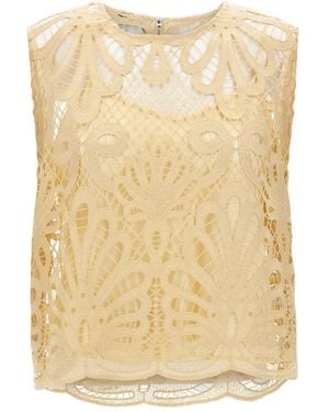 Kaos Lace-Insert Sleeveless Blouse - Natural