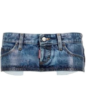 DSquared² Minijupe Hot En Jean Délavée - Bleu