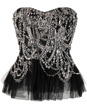 McQueen Crystal Embellished Corset - Black