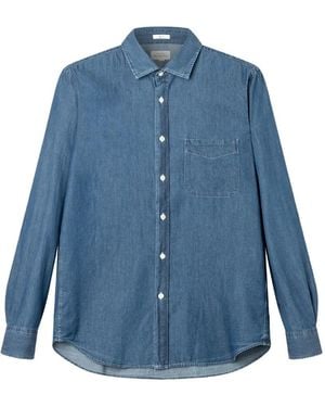Hartford Denim-Patch Pocket Shirt - Blue
