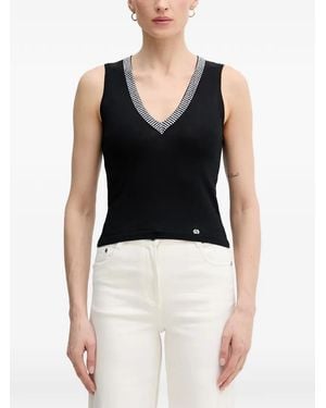 GAUDI Crystal-Embellished V-Neck Top - Black