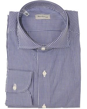Sartorio Napoli Gingham-Pattern Cotton Shirt - Blue