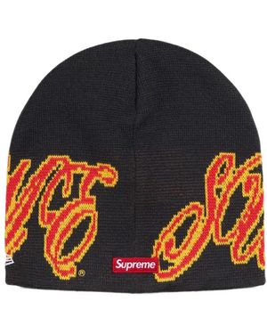 Supreme X New Era Logo-Patch Beanie Hat - Blue