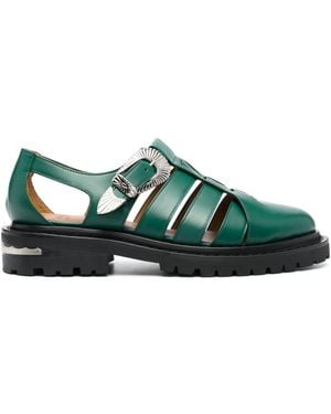 Toga Virilis Cut-Out Leather Sandals - Green