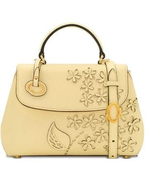 Oscar de la Renta Mini Poppy Floral-Appliqué Tote Bag - Metallic