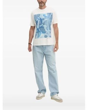 Paul Smith Floral-Print Crew-Neck T-Shirt - Blue