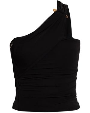 Versace Asymmetrical One-Shoulder Top - Black