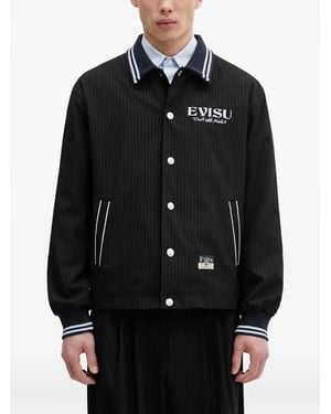 Evisu Pinstripe Varsity Jacket - Black