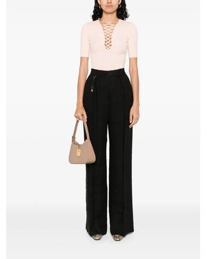 Elisabetta Franchi Logo-Charm Pants - Black