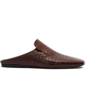 Dries Van Noten Embossed-Leather Mules - Brown