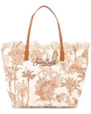 MC2 Saint Barth Fringed Jungle-Print Tote Bag - Natural