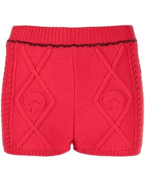 Marine Serre Cable Knit Mini Shorts - Red