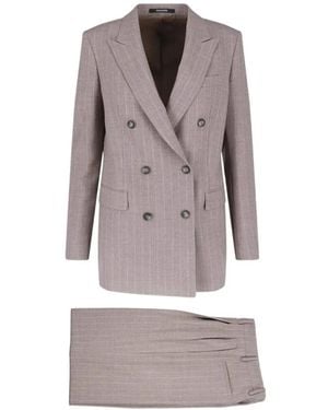 Tagliatore T-Jasmine Pinstripe-Pattern Double-Breasted Suit - Gray