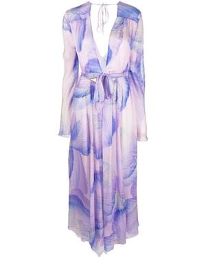 forte_forte Floral-Print Silk Dress - Purple