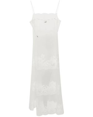 Carine Gilson Lace-Appliqué Sheer Maxi Dress - White