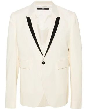 SAPIO Contrasting-Trim Single-Breasted Blazer - Natural