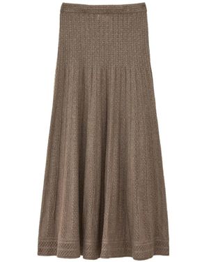 Ba&sh Doha Pointelle-Knit A-Line Maxi Skirt - Brown
