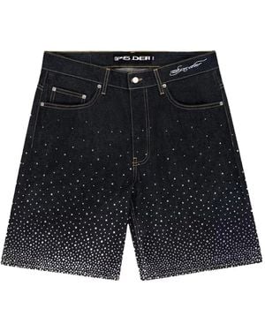 Sp5der Star Dust Denim Shorts - Black