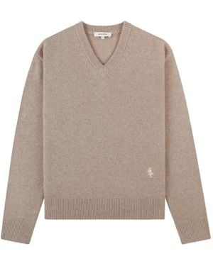Sporty & Rich Pull À Col V Et Détails Brodés - Natural