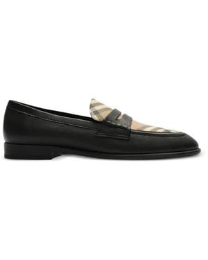 Burberry Check And Leather Opal Loafers - Black