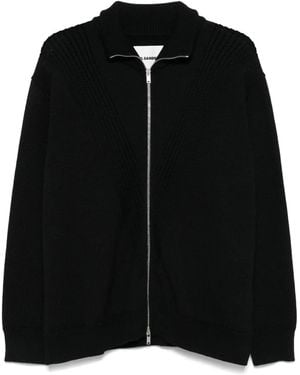 Jil Sander Zip-Up Wool Cardigan - Black