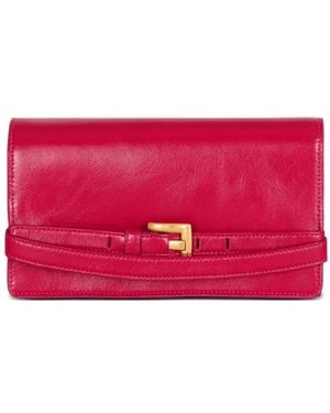 Balmain Shuffle Calfskin Wallet With Chain - Red