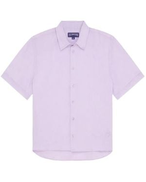 Vilebrequin Turtle-Embroidered Short-Sleeve Shirt - Purple