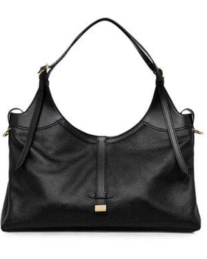 Pollini Grained-Leather Buckle-Detail Tote Bag - Black