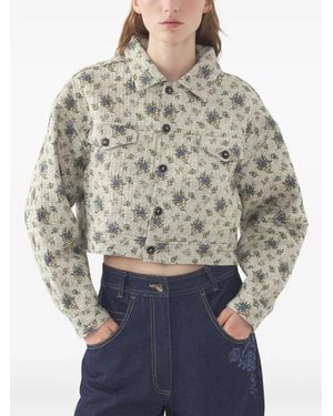 Antik Batik Floral-Print Cropped Jacket - Gray