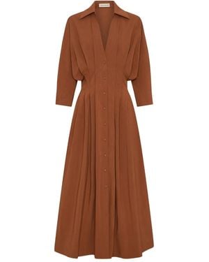 Nicholas Lanae Midikleid Mit Falten - Braun