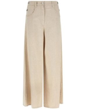 Brunello Cucinelli Maxi Sailor Monili-Detail Wide Jeans - Natural