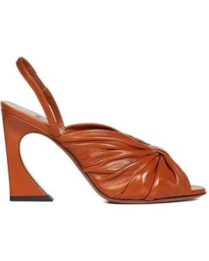 Fendi Arco Elasticated Bow Heeled Sandals - Brown