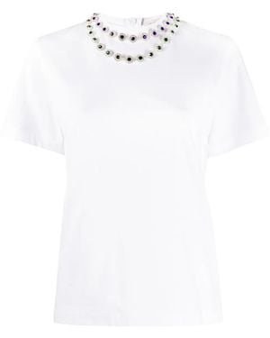 Christopher Kane T-Shirt Mit Kristallblumen - Weiß
