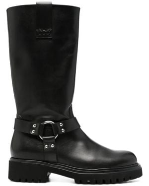 Guglielmo Rotta Webster Harness-Detail Chunky-Sole Boots - Black