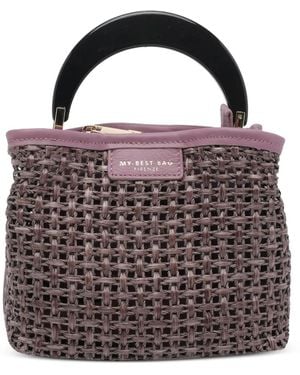 MY BEST BAG Bolso De Mano Con Ribete De Cuero - Negro