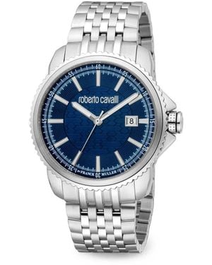 Roberto Cavalli Fluted Bezel 44Mm Watch - Blue