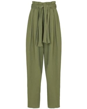 Balmain Twill High-Waisted Trousers - Green
