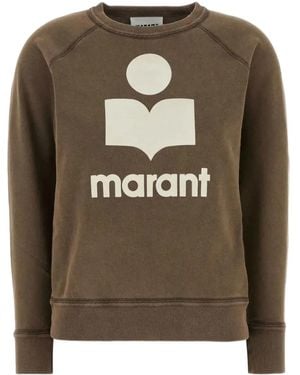 Isabel Marant Long-Sleeve Graphic Sweatshirt With Vintage Wash - Brown