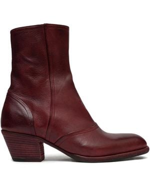PAUL SILENCE Zip-Detail Leather Boots - Purple