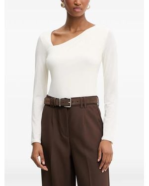 Guess Asymmetric-Neck Long-Sleeved Top - White