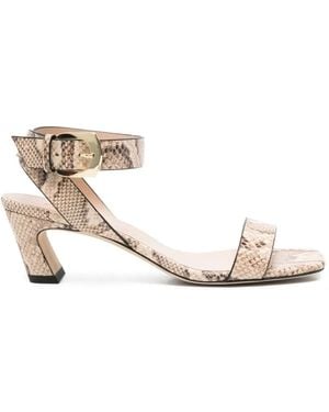 Stuart Weitzman Sandales À Effet Peau De Serpent Sai - Natural