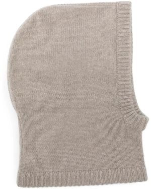 Soft Goat Ribbed-Trim Balaclava - White