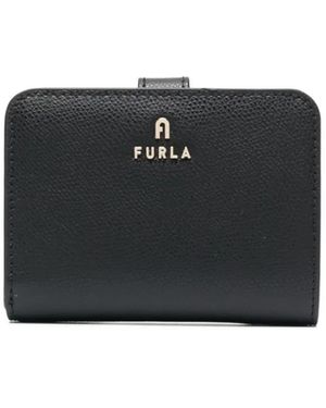 Furla Logo-Lettering Leather Wallet - Black
