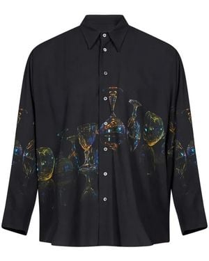 Magliano Glass-Print Long-Sleeve Shirt - Blue