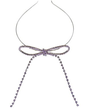YELLOWSWALLOW Bow-Detail Crystal Hairband - White