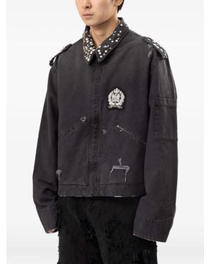 Protocol Index Studded Distressed Shirt Jacket - Black