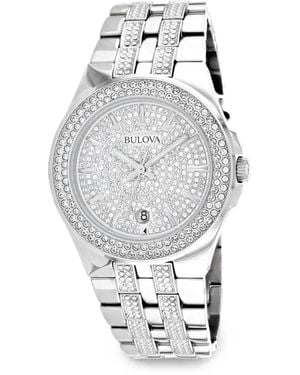 Bulova Swarovski Crystal-Embellished 42Mm Watch - Grey