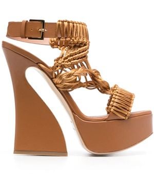 Alberta Ferretti 135Mm Leather Platform Sandals - Brown