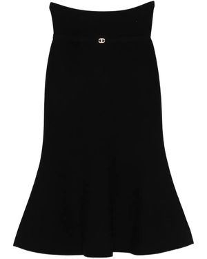 Twinset Ausgestellter High-Waist-Midirock - Schwarz