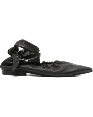 Uma Wang Pointed-Toe Ankle-Tie Ballet Flats - Black